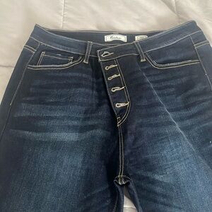 Ultra high rise skinny jeans in dark denim